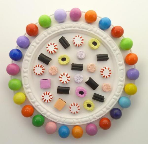 Plates: Gumballs, Licorice Allsorts & Peppermint Candies