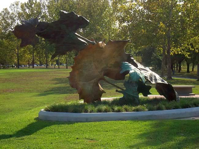 blowing leaves sculpture
