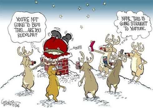 Cartoon Funny Santa Chimney Merry Christmas