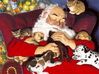 Dog Santa Claus Dogs Sleeping Pets Merry Christmas Funny LOL Laughs Laughing icon icons emoticon emoticons animated animation animations gif gifs