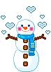 Snowman Jumping Hearts Christmas Emoticon Animated Gif Pictures, Images and Photos