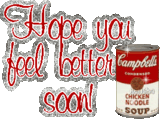 animated get well soon photo: Chicken Soup Get Well Hope You Feel Better Soon Animation Animated gif HopeYouFeelBetterSoonChickenSoup.gif