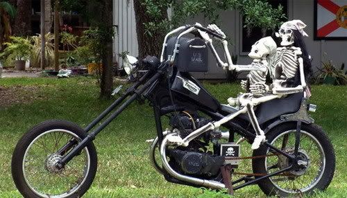 Motorcycle Skeleton Skeletons Easy Rider Harley Davidson Motorcycles Happy Halloween Funny LOL Laughs Laughing icon icons emoticon emoticons animated animation animations gif gifs