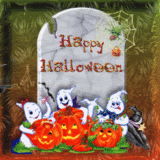 witch gif photo: Witch Flying Tombstone Happy Halloween Animation Animated gif halloweenheks.gif