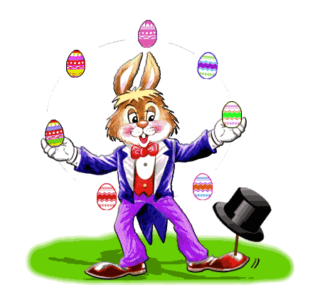 Easter Rabbit Juggling Eggs Animated gif Animation Pictures, Images and Photos