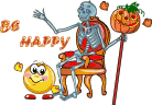 Skeleton Be Happy Pumpkin Pumpkins Skull Skulls Wave Waves Smiley Smilie Smileys Smilies Icon Icons Emoticon Emoticons Animated Animation Animations Gifs Gif Happy Halloween Pictures, Images and Photos
