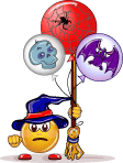 Balloons Spider Skull Bat Bats Happy Smiley Smilie Smileys Smilies Emoticon Emoticons Animated Animation Animations Gif Gifs Happy Halloween Pictures, Images and Photos