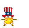July 4th Uncle Sam Hat Jumping 02 Patriotic Flag Red White And Blue Smiley Smilie Emoticon Animated Animation Gif