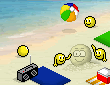 Beach Sand Castle Build Building Beachball Water Ocean Summer Smiley Smilie Emoticon Emoticons Animated Animation Animations Gif photo Sum3.gif
