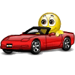Car Driving Red Sportscar Smiley Smilie Emoticon Emoticons Animated Animation Animations Gif
