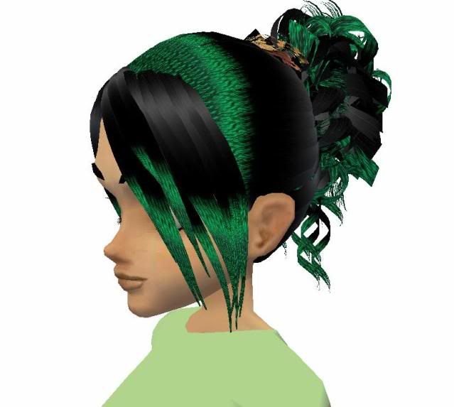 bride hair in midnight and green