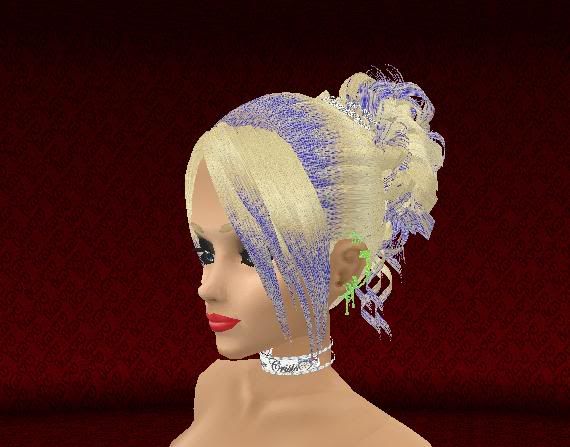 bride in buttery blonde with purple highlights