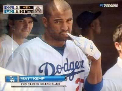 matt kemp Im actually only using this photo because Im pretty sure thats my boy DeWitt in the background.