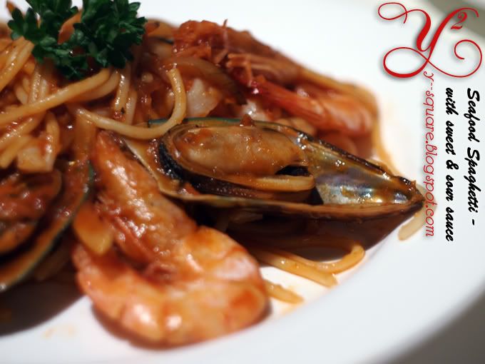 Tenshi no cafe Seafood spaghetti - with sweet and sour sauce