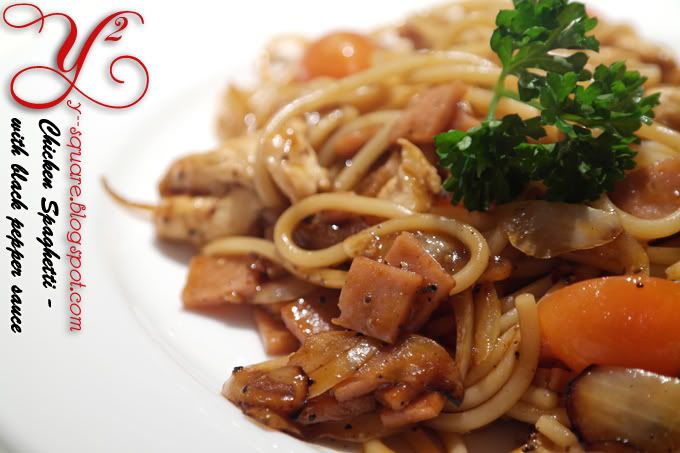 Tenshi no cafe Chicken Spaghetti - with black pepper sauce