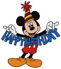 Disney Mickey Mouse Happy Birthday Sign Emoticon Emoticons Animated Animation Animations Gif photo birthday24.gif