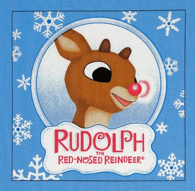 Rudolph The Red Nose Reindeer Panel Applique Shiny Nose Merry Christmas ...