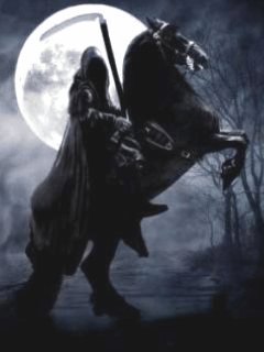Grim Reaper Horse Lightning Moon Happy Halloween Emoticon Emoticons Animated Animation Animations Gif Pictures, Images and Photos