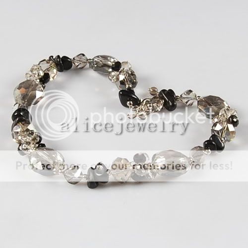 Black Obsidian Quartz Faceted Necklace 18 GN062  