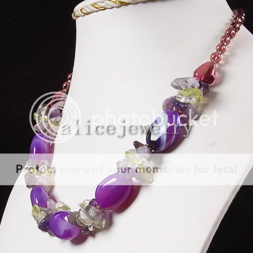 Purple Agate Chip Necklace 19 GN132  