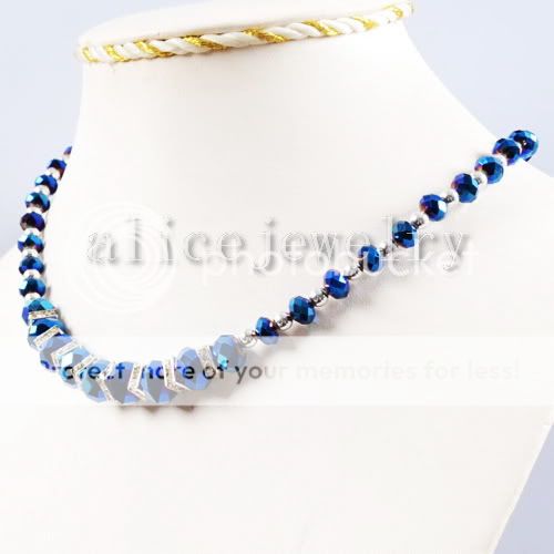 Blue Quartz Faceted Necklace 18 GN236  