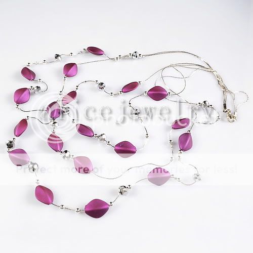 Purple Acrylic 3 Rows Necklace 26 GN249  