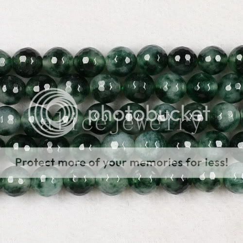 8mm Green Jade Round Faceted Loose Bead 15 LS0306  