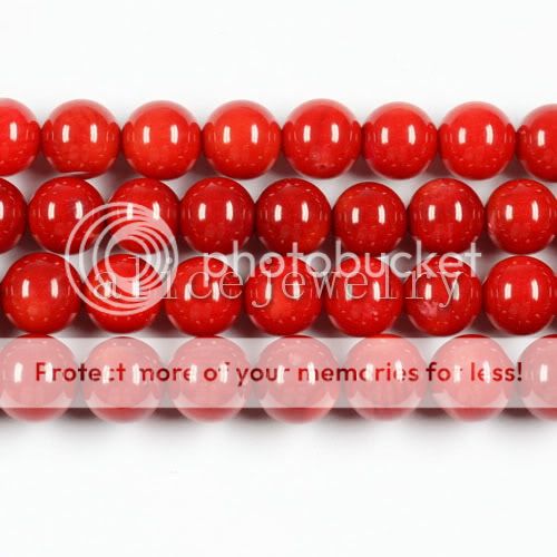 8mm Red Coral Round Loose Bead 16 LS0328  