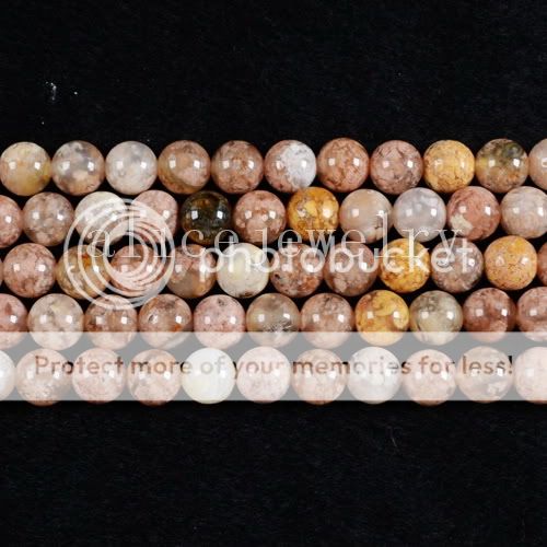 6mm Blossom Agate Round Loose Bead 15.5 LS0564  